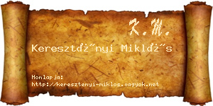 Keresztényi Miklós névjegykártya
